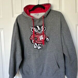 Colosseum Wisconsin Badgers Bucky Pullover Hoodie Mens Size L